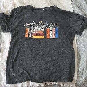 Ladies Charcoal Gray Graphic T-Shirt